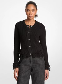 Cardigan en tricot &agrave; franges