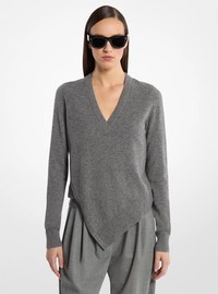 Cashmere V-Neck Asymmetric Sweater