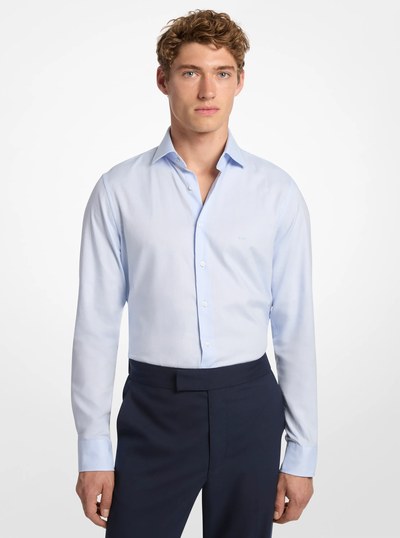Slim-Fit Cotton Dobby Shirt in LIGHT BLUE | Michael Kors