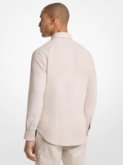 Cotton and Linen Slim-Fit Shirt in BEIGE | Michael Kors