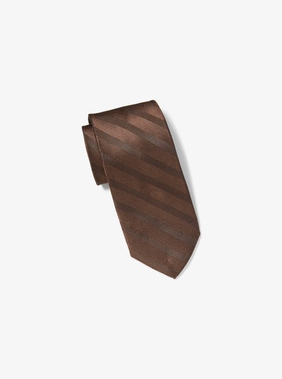 Striped Silk Tie in BROWN | Michael Kors