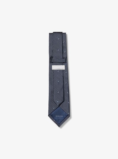 Logo Striped Silk Tie in NAVY | Michael Kors