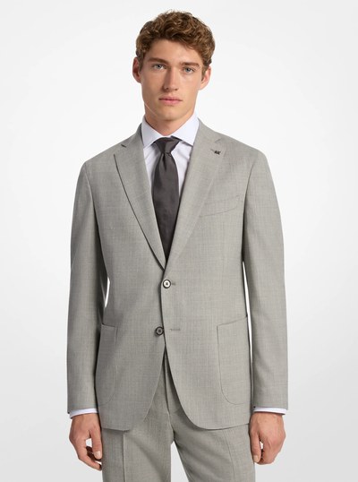 Slim-Fit Wool Blend Flannel Blazer in PEARL GREY | Michael Kors