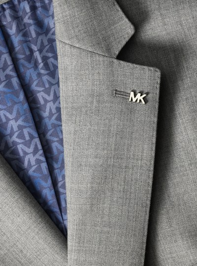 Slim-Fit Wool Blend Flannel Blazer in PEARL GREY | Michael Kors
