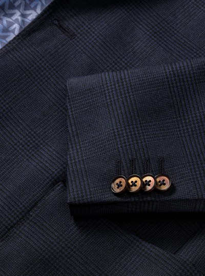 Glen Plaid Wool Blend Blazer in NAVY | Michael Kors