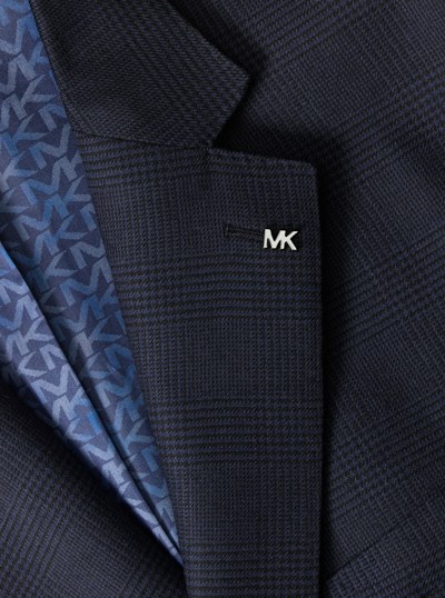 Glen Plaid Wool Blend Blazer in NAVY | Michael Kors