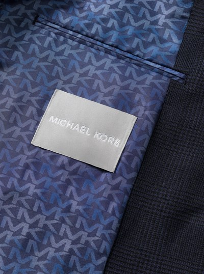 Glen Plaid Wool Blend Blazer in NAVY | Michael Kors