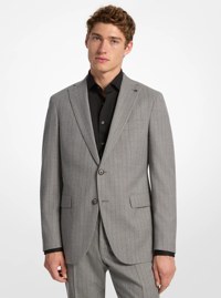 Pinstripe Stretch Wool Blend Blazer