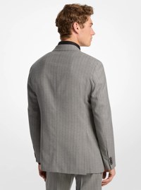 Pinstripe Stretch Wool Blend Blazer