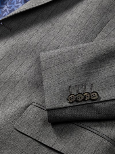Pinstripe Stretch Wool Blend Blazer in PALE GREY | Michael Kors