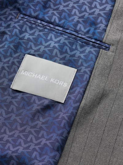 Pinstripe Stretch Wool Blend Blazer in PALE GREY | Michael Kors