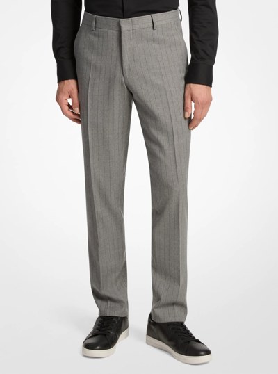 Slim-Fit Pinstripe Stretch Wool Blend Pant in PALE GREY | Michael Kors