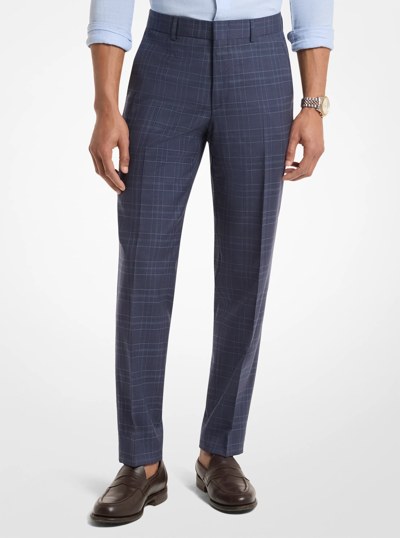 Prince De Galles Checkered Wool Blend Pants in ESTATE BLUE | Michael Kors