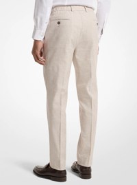 Checkered Stretch Cotton and Linen Pants