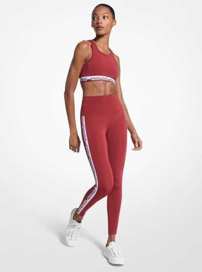 Legging &agrave; taille haute en tricot extensible avec bande &agrave; logo in CERISE | Michael Kors