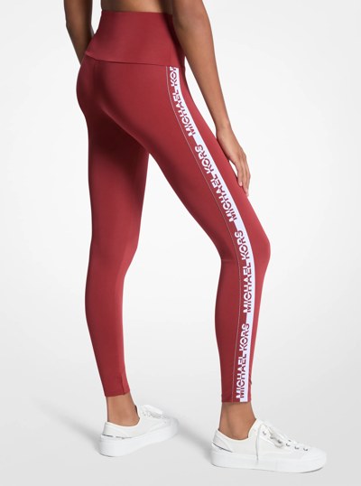 Legging &agrave; taille haute en tricot extensible avec bande &agrave; logo in CERISE | Michael Kors