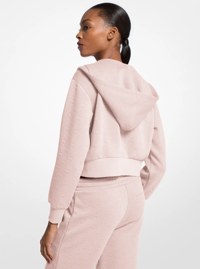 Logo Jacquard Charm Jacquard Cropped Zip-Up Hoodie