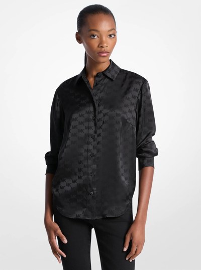 Chemise en jacquard satin&eacute; &agrave; logo in NOIR | Michael Kors