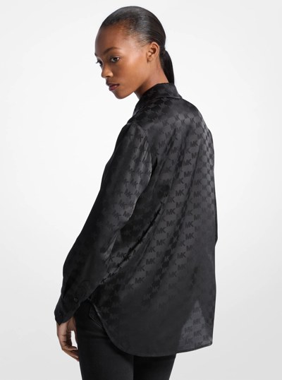 Chemise en jacquard satin&eacute; &agrave; logo in NOIR | Michael Kors