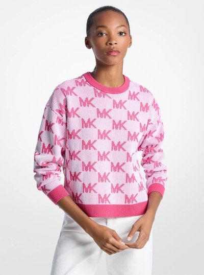 Logo Jacquard Knit Sweater in HIBISCUS | Michael Kors