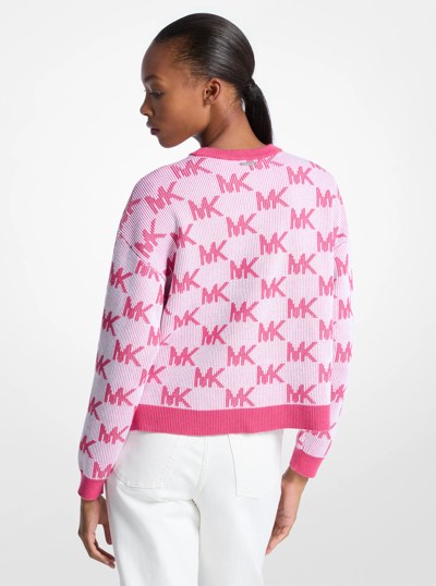 Logo Jacquard Knit Sweater in HIBISCUS | Michael Kors