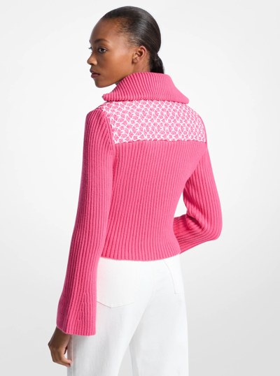 Quilted Graphic Logo and Knit Jacket in HIBISCUS | Michael Kors