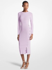 Robe en m&eacute;lange de viscose avec fermeture &agrave; bouton-pression