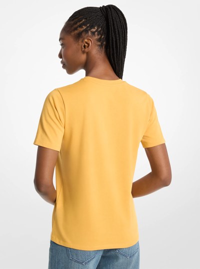Studded Logo Charm Organic Cotton Jersey T-Shirt in HONEYWHEAT | Michael Kors
