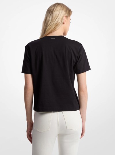 T-shirt en m&eacute;lange de coton orn&eacute; du logo in NOIR | Michael Kors