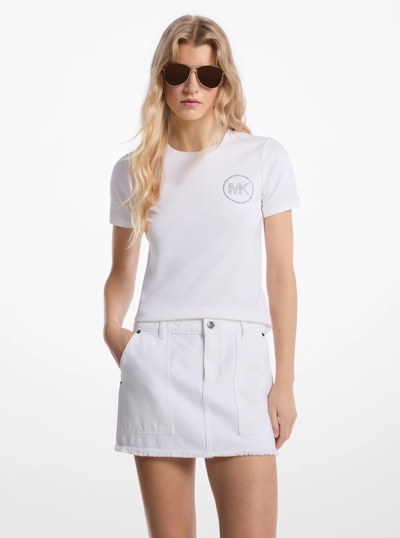 T-shirt en m&eacute;lange de coton orn&eacute; du logo in BLANC | Michael Kors
