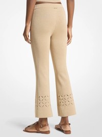 Pantalon court en tricot extensible m&eacute;tallis&eacute; d&eacute;coup&eacute; au laser
