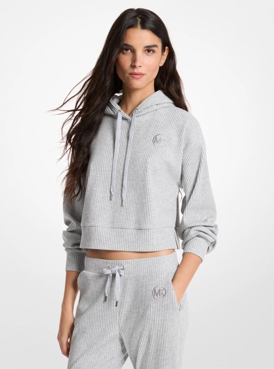 Ribbed Knit Hoodie in PEARL GREY | Michael Kors