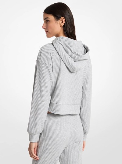 Ribbed Knit Hoodie in PEARL GREY | Michael Kors