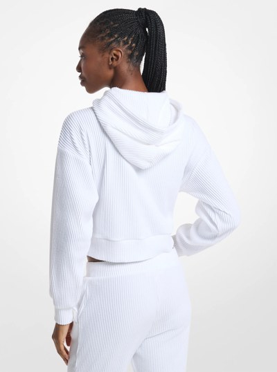 Hoodie en tricot c&ocirc;tel&eacute; in BLANC | Michael Kors