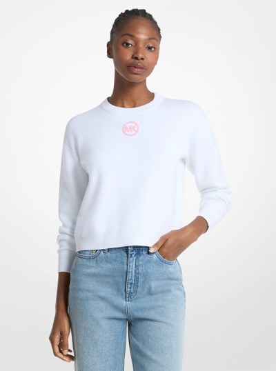 Su&eacute;ter de mezcla de algod&oacute;n con logotipo adornado in BLANCO | Michael Kors
