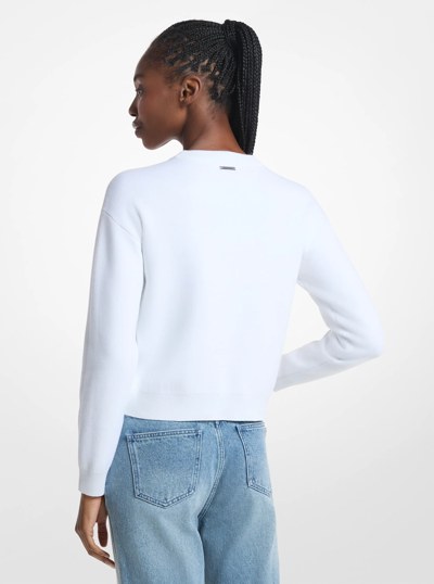 Su&eacute;ter de mezcla de algod&oacute;n con logotipo adornado in BLANCO | Michael Kors
