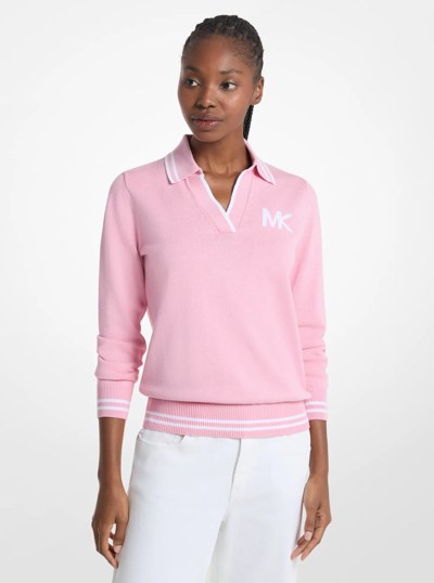 Cotton Blend Polo Sweater in CARNATION | Michael Kors