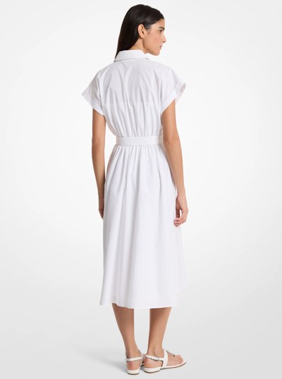 Robe mi-longue en popeline de coton in BLANC | Michael Kors