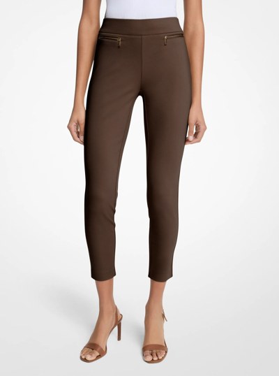Viscose Blend Zip Pants in CHOCOLATE | Michael Kors