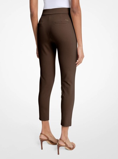 Viscose Blend Zip Pants in CHOCOLATE | Michael Kors