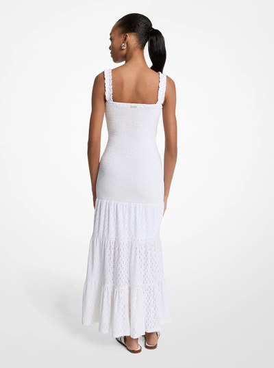 Smocked Tiered Maxi Dress in WHITE | Michael Kors