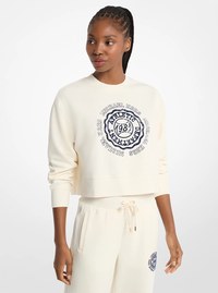 Pull molletonn&eacute; en m&eacute;lange de coton &agrave; logo graphique