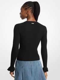 Ruffled Stretch Knit Cardigan