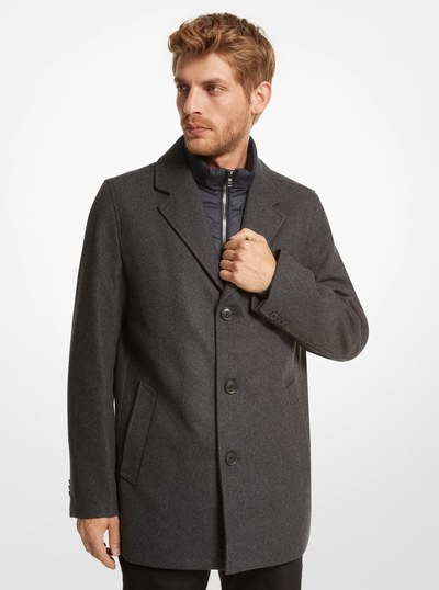 2-in-1 Wool Blend Coat in CHARCOAL | Michael Kors