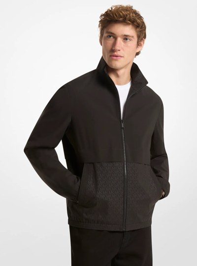 Logo Jacquard Windbreaker Jacket in BLACK | Michael Kors