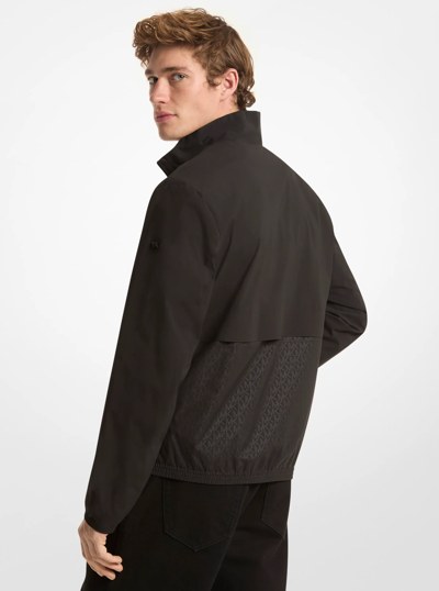 Logo Jacquard Windbreaker Jacket in BLACK | Michael Kors