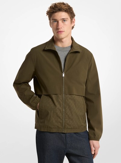 Logo Jacquard Windbreaker Jacket in OLIVE | Michael Kors