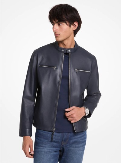 Leather Moto Jacket in MIDNIGHT | Michael Kors