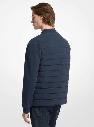 Mixed-Media Quilted Bomber Jacket in MIDNIGHT BLUE | Michael Kors
