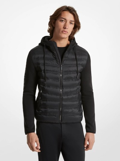 Galway Quilted Mixed-Media Jacket in BLACK | Michael Kors